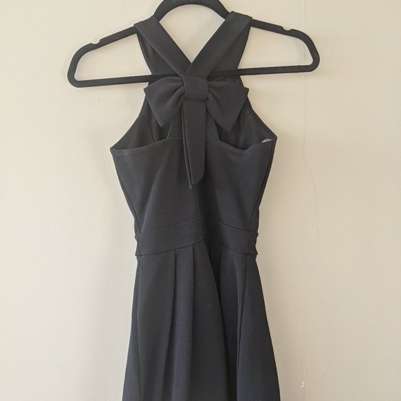 Black Mini Semi-Formal Dress with Bow Back - Picture 2 of 4